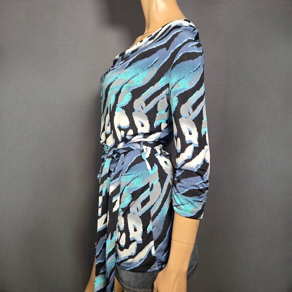 Y2K Blue Animal Print Belted Top Size M Mcbling Indie Sleaze Trashy 2000s - Picture 6 of 9
